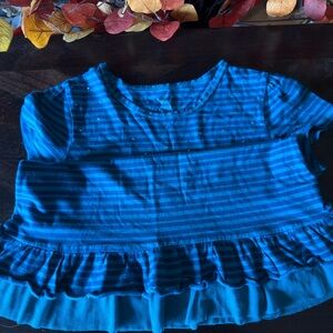 Children’s Blue Striped Ruffle Top size 14